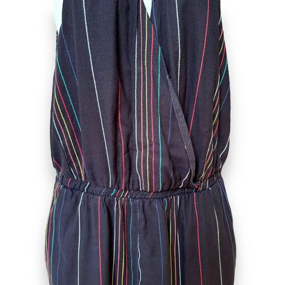 Dolan Womens Jumpsuit Navy Stripe Halter Sleeveless Cotton Lined Tie Pockets S - Picture 7 of 13